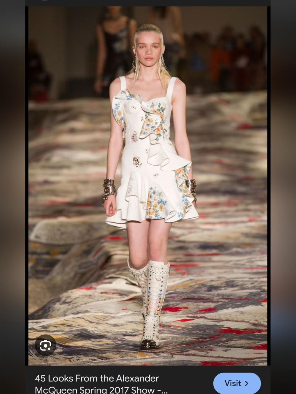 ALEXANDER MCQUEEN Runway Print White Floral Silk Summer Mini Dress XS 2